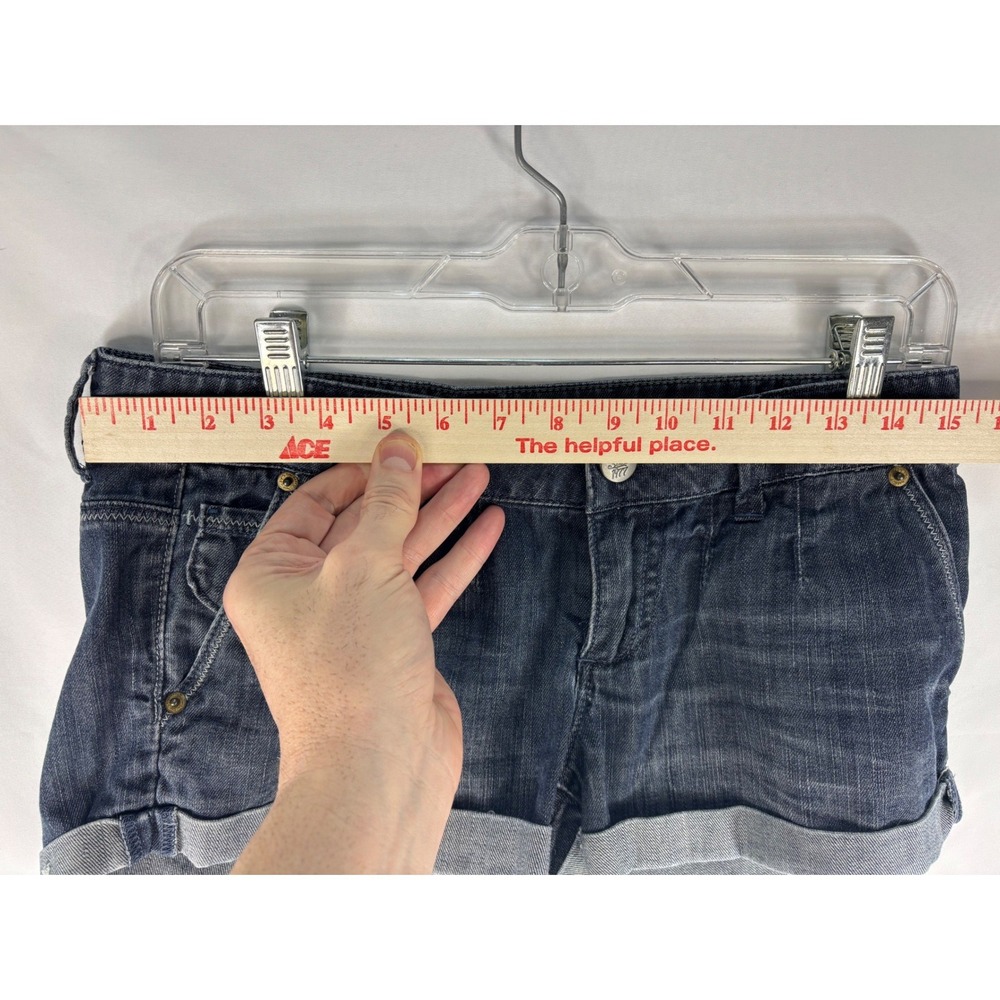 American Eagle Low Rise Cuffed Jean Shorts Women's Dark Wash 100% Cotton 30x2.5 - Picture 10 of 15
